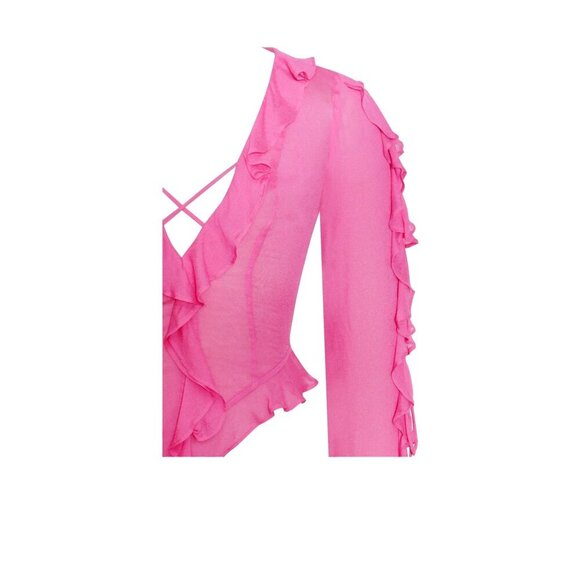 Kellie Fuchsia Pink Ruffle Top - Picture 8 of 15